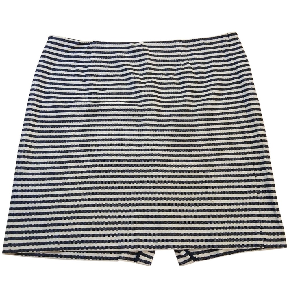 Talbots Navy Striped Knit Pencil Skirt 16W Nautical Textured Stretch Plus Curvy